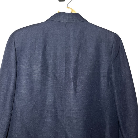 Vintage 80s Giorgio Sant'Angelo Navy Linen‎ Rayon Blazer Sz 10 Made in Romania - Picture 4 of 16